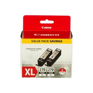 Picture of Canon 0319C005 (PGI-270XL) OEM High Yield Pigment Black Ink Cartridge (Twin Value Pack)