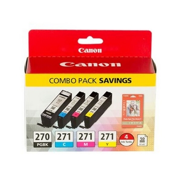 Picture of Canon 0373C005 (PGI-270) OEM Black, Cyan, Magenta, Yellow Ink Cartridge (Combo Pack)