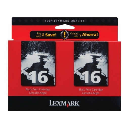 Picture of Lexmark 10N0138 (Lexmark #16) OEM Black Ink Cartridge (2 pk)