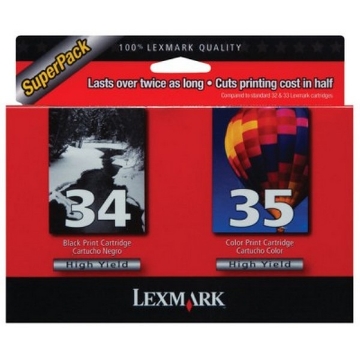 Show details for Lexmark 18C0535 (Lexmark #34) OEM Black / Color Inkjet Cartridge (Combo Pack) Picture of Lexmark 18C0535 (Lexmark #34) OEM Black / Color Inkjet Cartridge (Combo Pack)