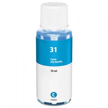 Show details for Premium 1VU26AN (HP 31) Compatible HP Cyan Ink Bottle Picture of Premium 1VU26AN (HP 31) Compatible HP Cyan Ink Bottle