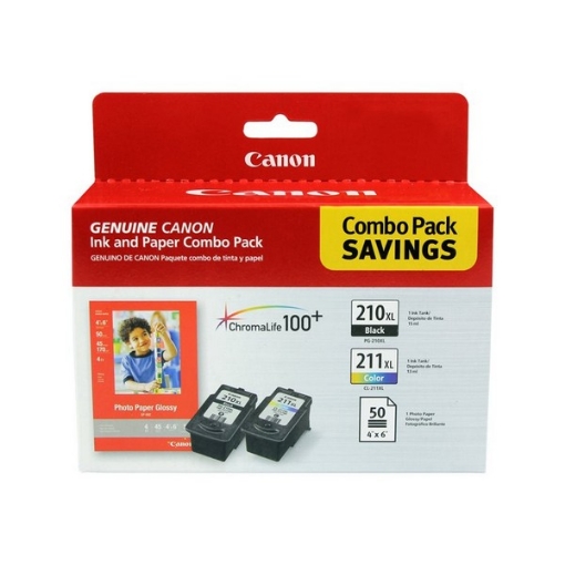 Picture of Canon 2973B004 (CL211XL) OEM Black Inkjet Cartridges + PAPER