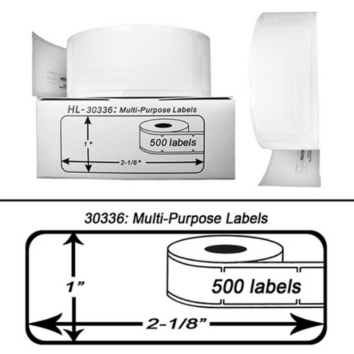 Picture of Premium 30336 Compatible DYMO Black on White Small Multipurpose Labels (500 pcs)