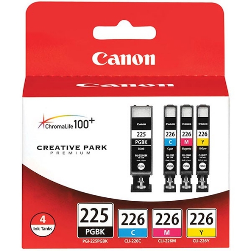 Picture of Canon 4530B008, 4547B001, 4548B001, 4549B001, 4530B001 (PGI-225, CLI-226) OEM Black, Cyan, Magenta, Yellow Ink Tanks (4 pk)