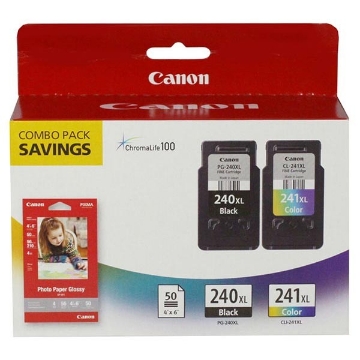 Show details for Canon 5206B005 (PG-240XL) OEM High Yield Black Inkjet Combo w/paper Picture of Canon 5206B005 (PG-240XL) OEM High Yield Black Inkjet Combo w/paper