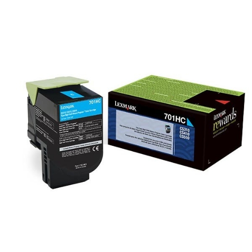 Picture of Lexmark 70C1HC0 (Lexmark #701HC) OEM High Yield Cyan Toner Cartridge