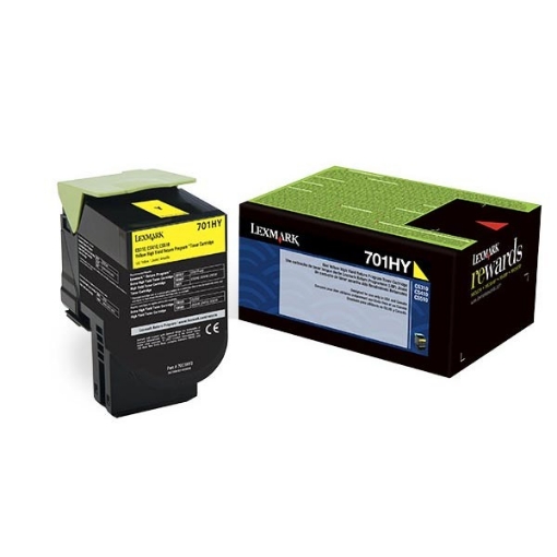 Picture of Lexmark 70C1HY0 (Lexmark #701HY) OEM High Yield Yellow Toner Cartridge