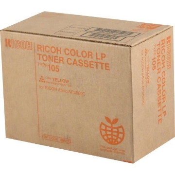Show details for Ricoh 885373 (Type 105) yellow Laser Toner Cartridge (10000 Yield) Picture of Ricoh 885373 (Type 105) yellow Laser Toner Cartridge (10000 Yield)