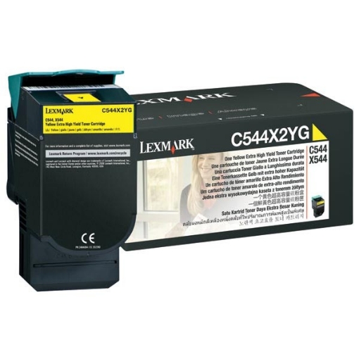 Picture of Lexmark C544X2YG OEM Yellow Toner Cartridge