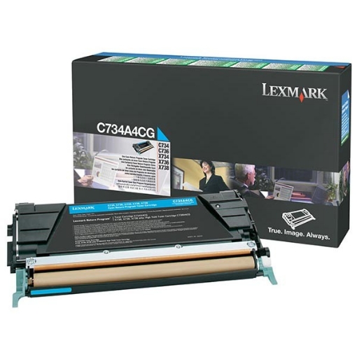 Picture of Lexmark C734A1CG (C734A2CG) OEM Cyan Toner Cartridge