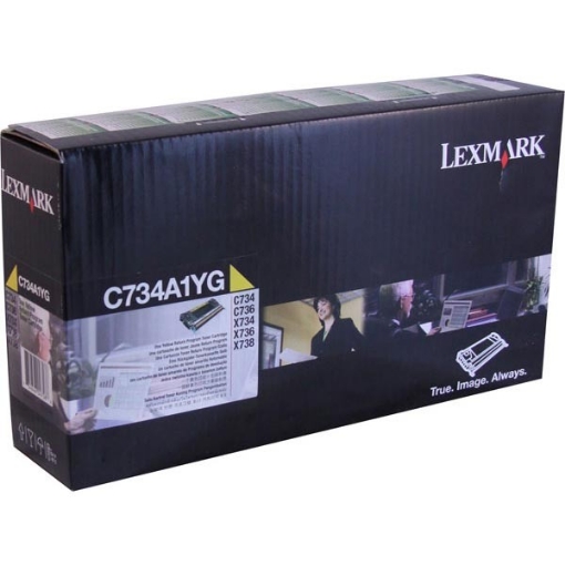 Picture of Lexmark C734A1Y OEM Yellow Toner Cartridge