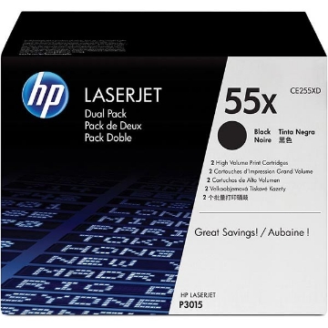 Show details for HP CE255XD (HP 55X) OEM High Yield Black Toners (2 each) Picture of HP CE255XD (HP 55X) OEM High Yield Black Toners (2 each)