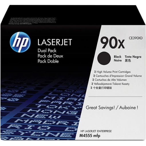 Picture of HP CE390XD (HP 90X) OEM Black Smart Print Cartridge (Dual Pack)