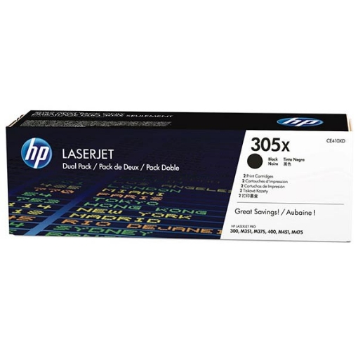 Picture of HP CE410XD (HP 305X) Black Toner Cartridge (2 pk) (8000 Yield)