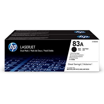 Show details for HP CF283AD (HP 83A) OEM Black Toner Cartridges (2 pk) Picture of HP CF283AD (HP 83A) OEM Black Toner Cartridges (2 pk)