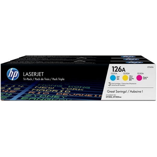 Picture of HP CF341A (HP 126A) OEM Cyan, Magenta, Yellow Smart Print Cartridge (Combo Pack)