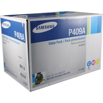 Show details for Samsung CLT-P409A OEM Cyan, Magenta, Yellow Toner Cartridge (value bundle, 3pk) Picture of Samsung CLT-P409A OEM Cyan, Magenta, Yellow Toner Cartridge (value bundle, 3pk)