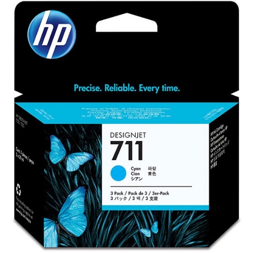 Picture of HP CZ134A (HP 711) OEM Cyan Inkjet Cartridges (3 ea)