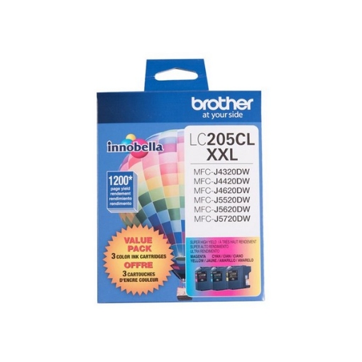 Picture of Brother LC2053PKS (LC205C, LC205M, LC205Y) OEM Cyan, Magenta, Yellow Ink Cartridges (3 pk)