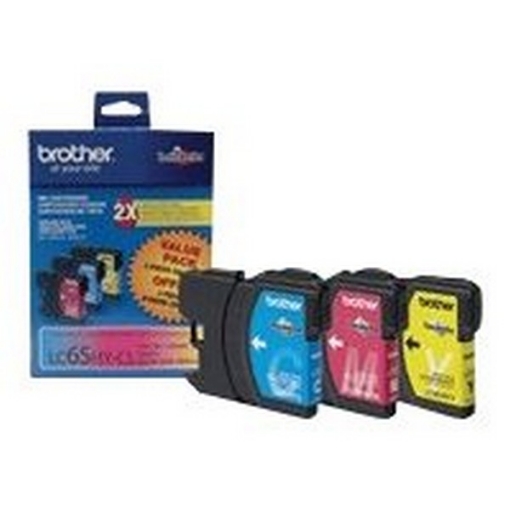 Picture of Brother LC-653PKS (LC-65HYM) OEM Cyan, Magenta, Yellow Ink Cartridge (3 pk)