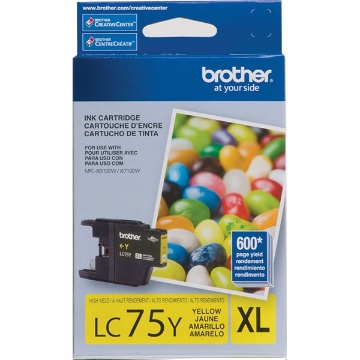 Show details for Brother LC-75Y OEM High Yield Yellow Inkjet Cartridge Picture of Brother LC-75Y OEM High Yield Yellow Inkjet Cartridge