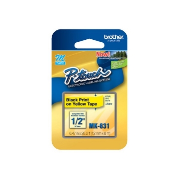 Show details for Brother MK631 OEM Black on Yellow P-Touch Tape Picture of Brother MK631 OEM Black on Yellow P-Touch Tape