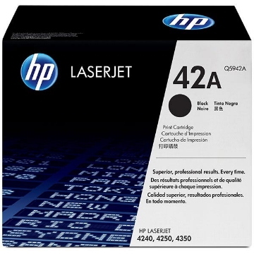 Show details for HP Q5942A (HP 42A) Black Toner Cartridge (12000 Yield) Picture of HP Q5942A (HP 42A) Black Toner Cartridge (12000 Yield)