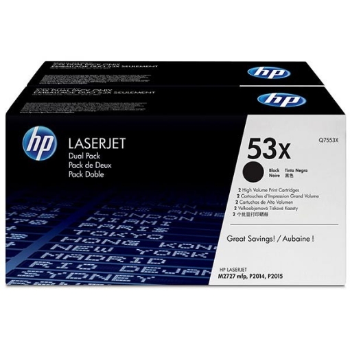 Picture of HP Q7553XD (HP 53X) OEM Black Print Cartridge (2 pk)