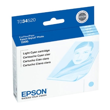 Show details for Epson T034520 (Epson 34) OEM LightCyan Inkjet Cartridge Picture of Epson T034520 (Epson 34) OEM LightCyan Inkjet Cartridge