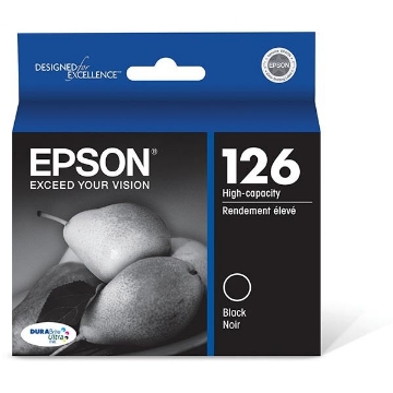 Show details for Epson T126120 (Epson 126) High Yield Black Inkjet Cartridge (385 Yield) Picture of Epson T126120 (Epson 126) High Yield Black Inkjet Cartridge (385 Yield)