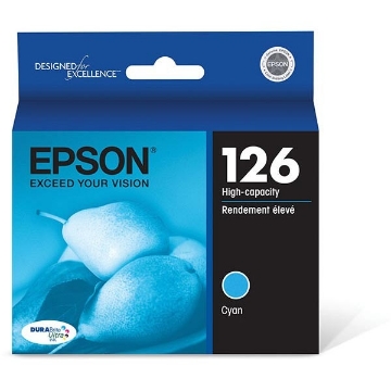 Show details for Epson T126220 (Epson 126) High Yield Cyan Inkjet Cartridge (470 Yield) Picture of Epson T126220 (Epson 126) High Yield Cyan Inkjet Cartridge (470 Yield)