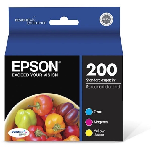 Picture of Epson T200520 (Epson 200) OEM Black, Cyan, Magenta, Yellow Ink Cartridges (4 pk)