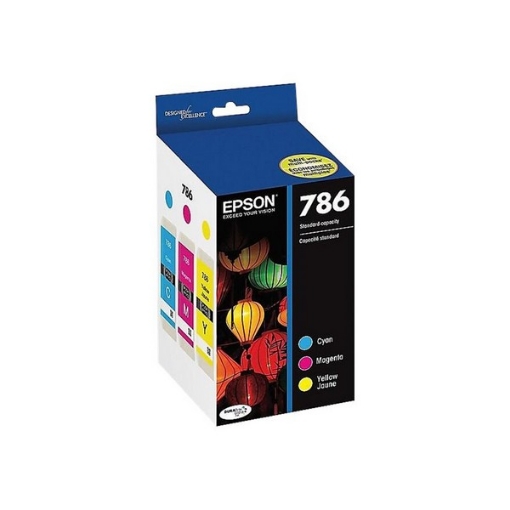 Picture of Epson T786520 (Epson 786) OEM Cyan, Magenta, Yellow Ink Cartridges (3 pk)